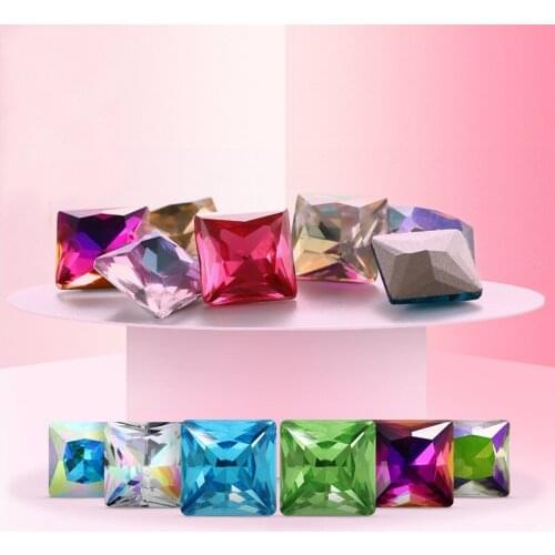 40 PCS Fashion Lampwork Glass Square Crystal Rhinestone Connectors Charm For Jewelry Making