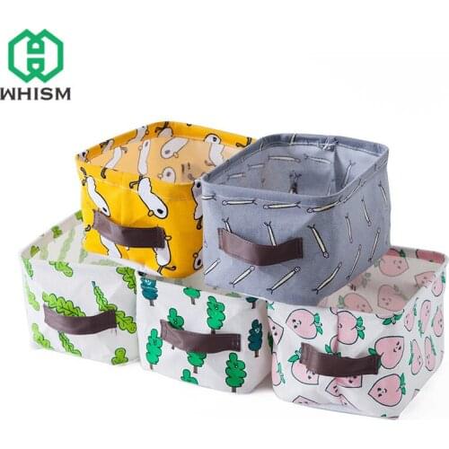 Small Linen Storage Basket Makeup Towels Sundries Cosmetic Toys Storage Box Container Household Bathroom Office Organizer