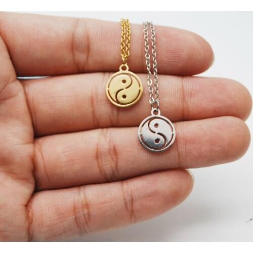 Fashion Stainless Steel Yin Yang Pendant Necklace Chain Gold Charm Necklaces Pendants Women Girls Christmas Birthday Gift
