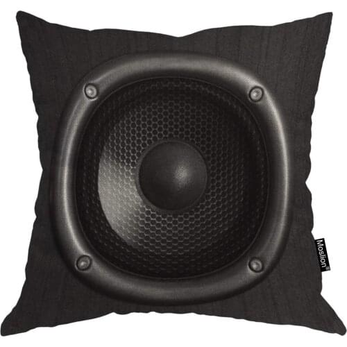 Moslion Throw Pillow Cover Speaker 18x18 Inch Music Sound Fashion Cool Young Black Square Pillow Case Cushion Cover for Home Car