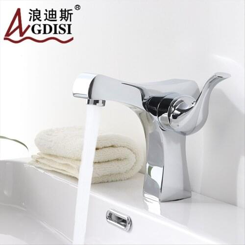Bathroom Small Basin Tap Mixer 100% Solid Brass Newest Luxury Design Deck Mount Vessel Faucet Chrome Silver Gold Square 2323