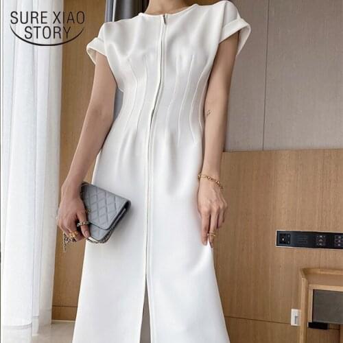 New Summer 2021 Women Solid Color Elegant Vestidos White Black Party Bodycon Work Office Lady Female Slim Dress Robe Femme 13902