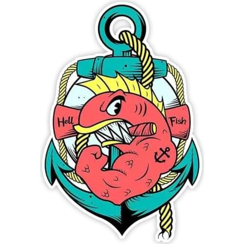 B0222# Various Sizes Self-adhesive Decal Hell Fish Car Sticker Waterproof Auto Decors on Bumper Rear Window