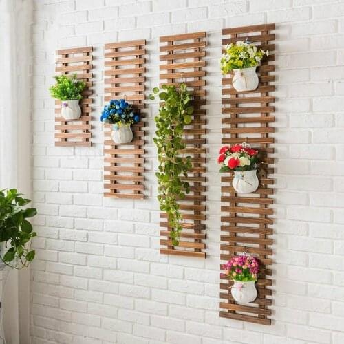 Solid Wood Flower Stand Wall Decoration European Style Living Room Wall Hanging Wall Plant Shelf Decorative