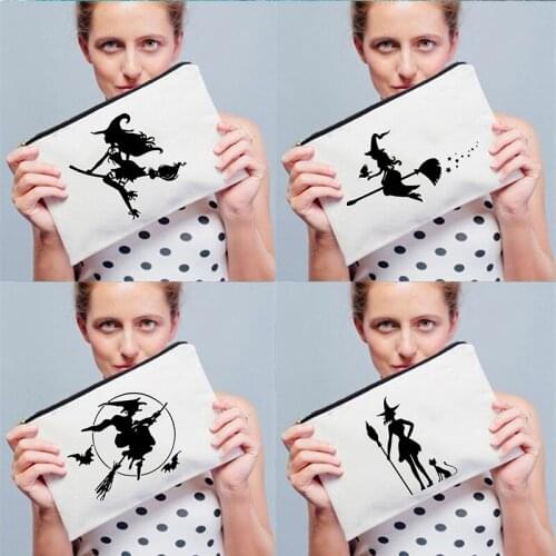 Witch Print Toiletries Storage Bags Gothic Style Makeup Case Halloween Party Purse Handbags Travel Cosmetic Organizer Best Gifts