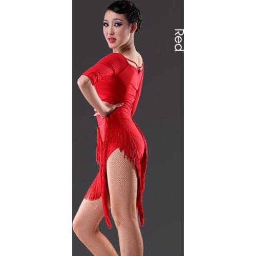 Sexy Tassels Latin Dance Dress Women Red Dance Skirt samba tanzrock latein dance costumes for woman robe de danse latine femme