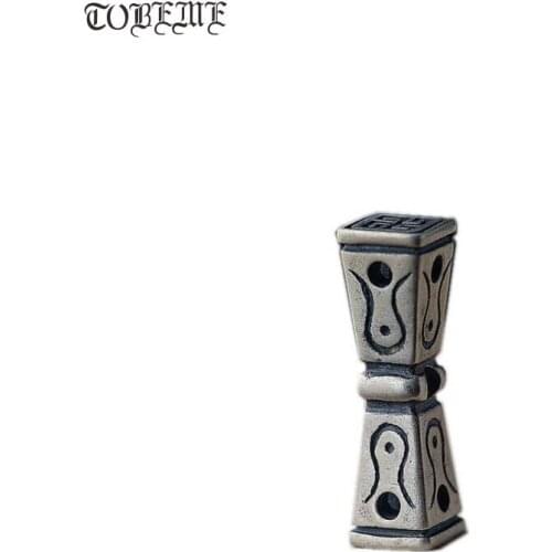 Handmade 925 Silver Tibetan Seal Pure Silver Buddhist OM Amulet Buddhist Prayer Vajra Seal Bead Tibetan Prayer Seals