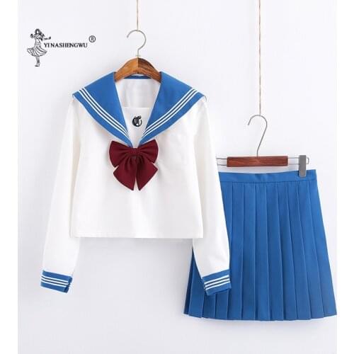 Anime School Uniform Cosplay Japanese School Girl Navy Sailor Blue JK Uniforms College Middle School Uniform For Girls Students