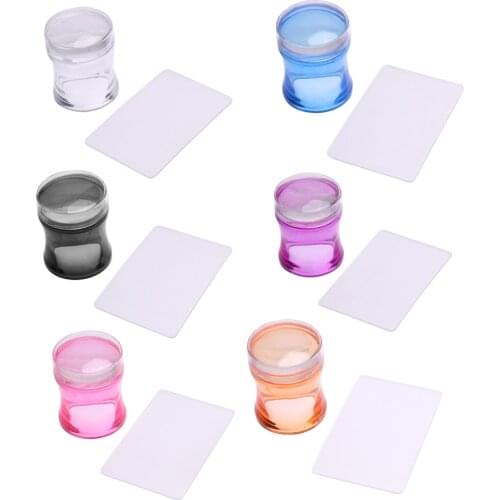 Jelly Silicone Nail Stamper Set Nail Art Stamping Kit with Scraper for DIY Nail Stamping Polish Transfer Template Manicure Tool