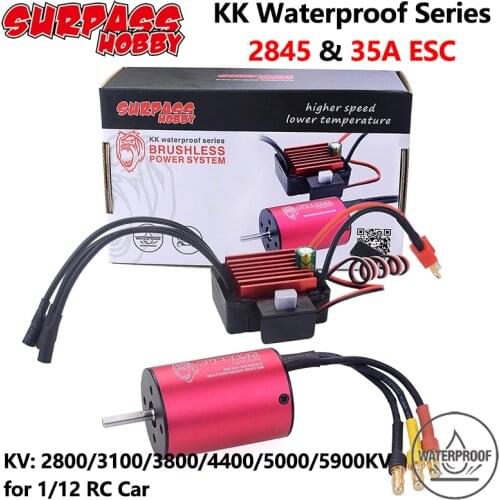 Surpass Hobby KK Waterproof ESC Brushless Motor 2845 2800/3800/4400KV with 35A ESC for Traxxas HSP 1/12 RC Monster Buggy On Road