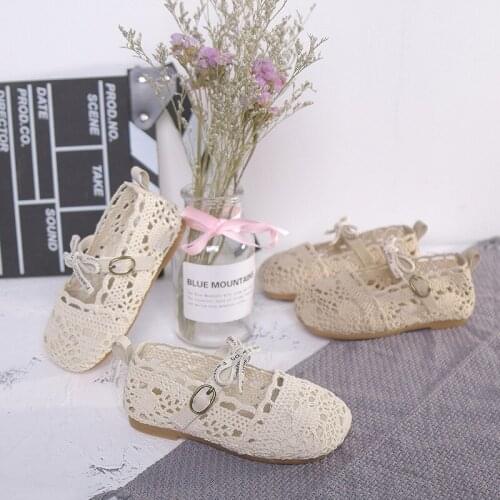 2021 new Spring and summer high quality comfortable girls shoes fashion Korean kids Woven shoes lace bow princess shoes