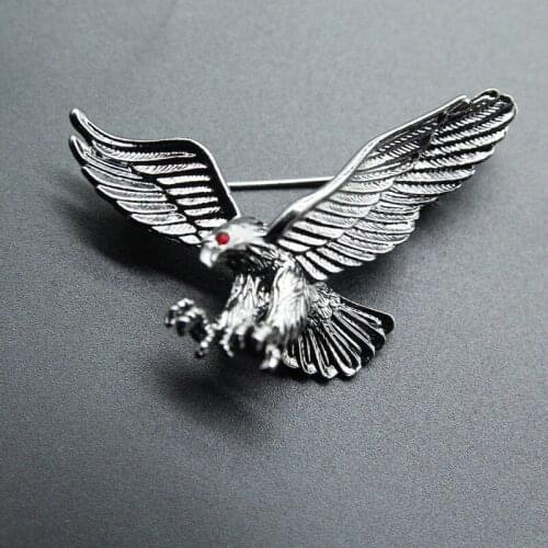 Vintage Antique Silver Color Jewelry Flying Eagle Brooch Men Boys Suit Scarf Accessories Bird Pins Birthday Party Gift