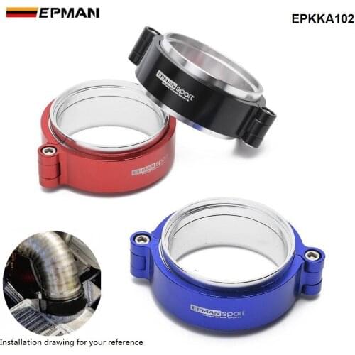 Epman Exhaust V-band Clamp w Flange System Assembly Anodized Clamp For 4" OD Exhaust Downpipe Turbo Dump Pipe EPKKA102