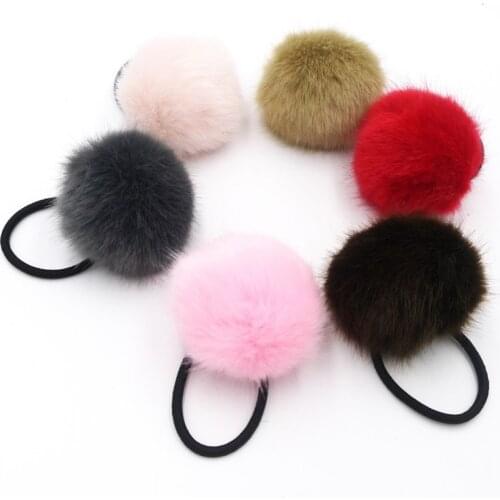 1PC Cute Girls Pompom Hair Ties Elastic Hair Band for Kids Rubber Bands Pom balls Ponytail Holders Hair Accessories