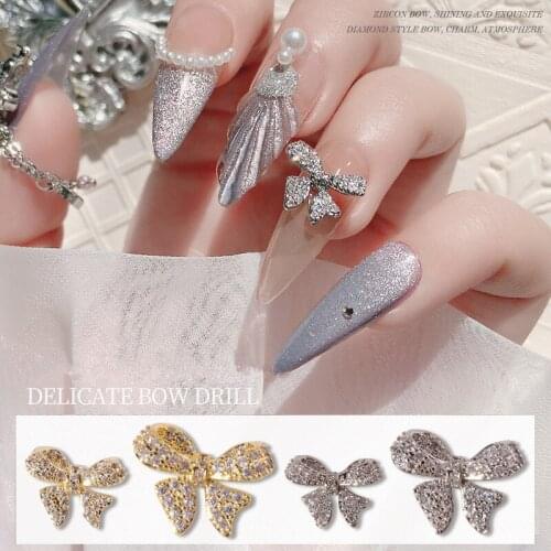 1PCS New 3D Nail Art Bow Jewelry Alloy Zircon Luxury Rhinestone Nail Decoration Diamond Rhinestone Super Flash Nail Decoration