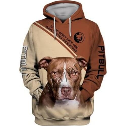 2021 Fashion Animal Pit Bull 3D Printed Hoodie Men Women Casual Pet Dog Designs Hooded Oversized Hooded Coat Drop Shipping WQ-81