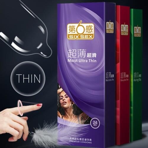 24 Pcs Ultra Thin Condom 3 Types Sensation Extra Lubricated Natural Rubber Latex Penis Sleeve Adult Contraception Sex Products