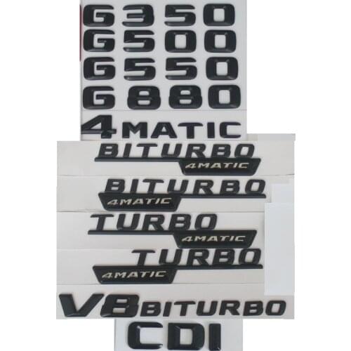 3D Matt Black Trunk Letters Badge Emblem Emblems Badges for Mercedes Benz G350 G300 G400 G500 G550 G600 V8 BITURBO AMG 4MATIC