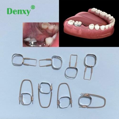 Denxy 8pcs/2set Dental Orthodontic band 1st 2nd Molar Space Maintainer #28-#44 Orthodontic Braces Preformed Band Loop brackets