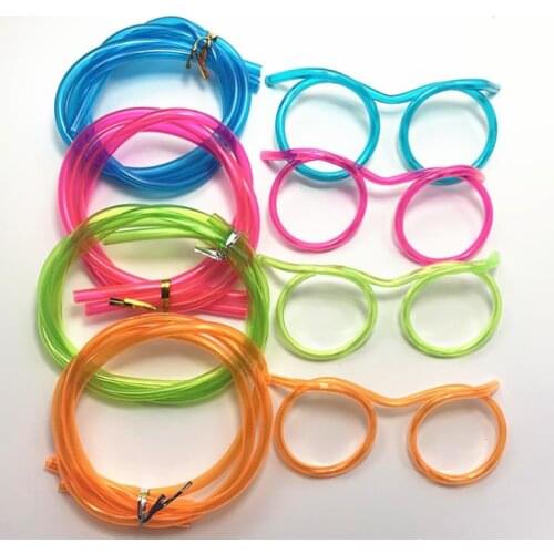 500pcs Novelty Amazing Silly Multi-colors Glasses Straw Funny Drinking Frames Eyeglasses Straws DIY Children Kids Drinkware SN