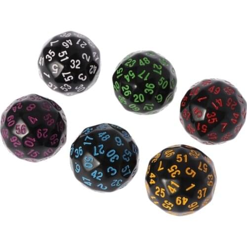 6Pcs 60 Sided D60 Polyhedral Dice For Casino RPG MTG Party Table Board Game