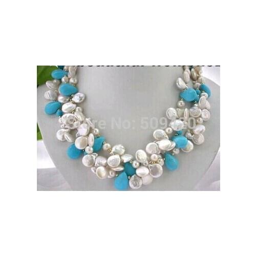810Free Shipping aaa00465+++3strands 18" white round baroque freshwater pearl necklace