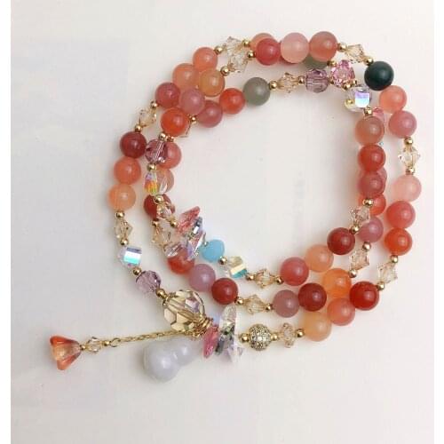 Original Design Salt Source Agate Bracelet 925 Silver Hand String Eardrop Austrian Crystal Accessories for Women