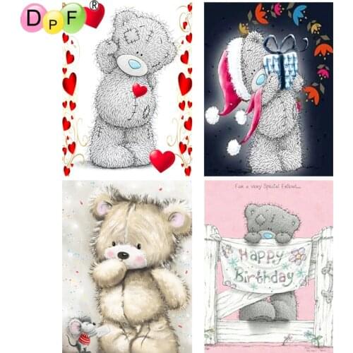 DPF DIY 5D full Round Diamond Painting teddy bear stories Magic Cube Cross Stitch Diamond Embroidery Mosaic Home Decor Crafts