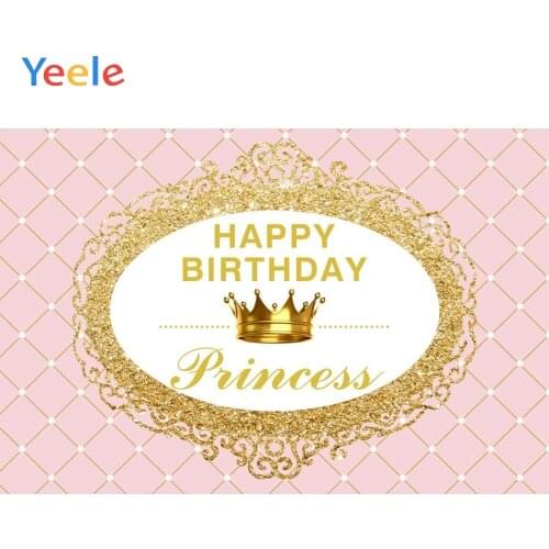 Gold Crown Pink Princess Backdrop Baby Girl 1st Birthday Party Baby Shower Photography Background Photo Studio Photophone Custom