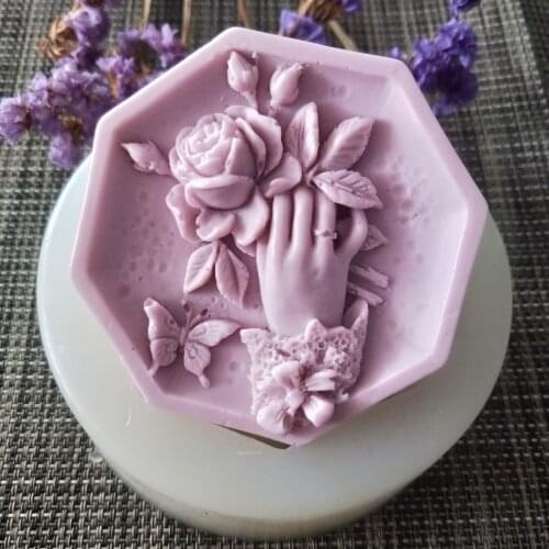 Soap Molds Holding Flowers Butterfly Silicone Mold Gypsum Chocolate Candle Candy Mold HC0133 PRZY Flowers Moulds Clay Resin