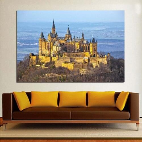 JQHYART Hohenzollern castle in Germany Wall Pictures For Living Room Canvas Art Home Decor Modern No Frame Oil Painting
