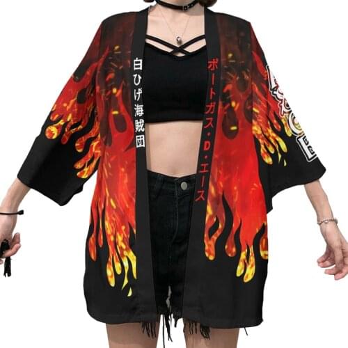 One Piece Portgas D Ace Cosplay Costume Monkey D Luffy Anime Printed Jackets Four Emperor Edward Newgate Kaido Logo Cloak Kimono