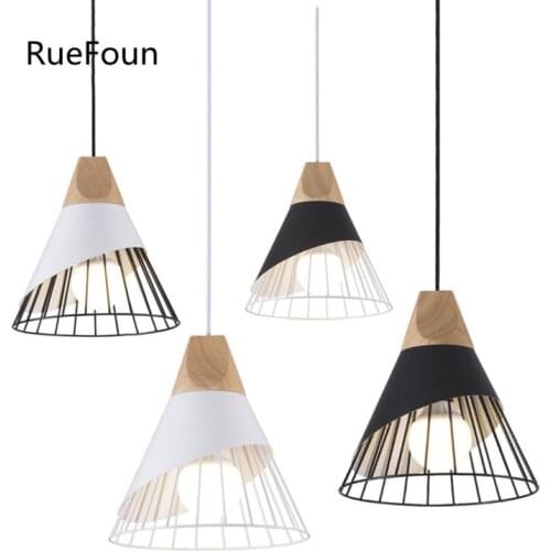 Creative home lighting Nordic modern simple restaurant living room bedroom study wood tapered horn Iron Chandelier