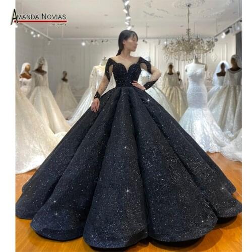 Long Sleeve Lace Wedding Dresses Ball Gown Beaded Wedding Gowns