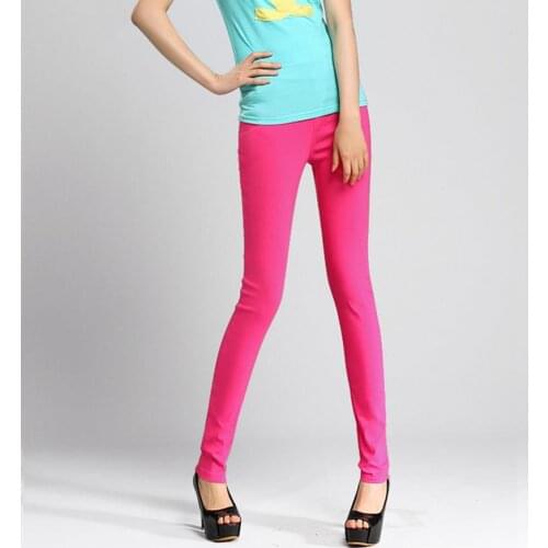 Best-selling! Fashion stretch jeans, khaki, wine red, black, white, sky blue, rose red, red, army green 7 colors