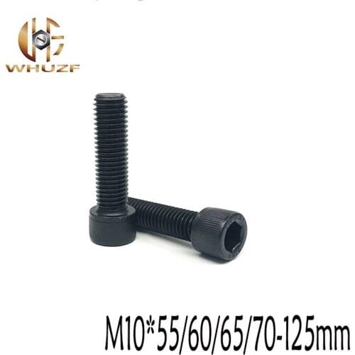 M10*55/60/65/70-125mm DIN912 half tooth Alloy Black Steel Hexagon Socket Head Cap Furniture Screws