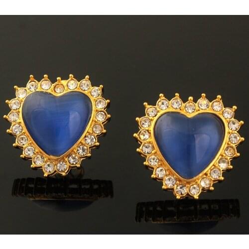 Lovely Heart Gold Earrings18K Gold Filled Plated Push-back Clear Crystal Stud Earrings for Women Girls Best Gifts