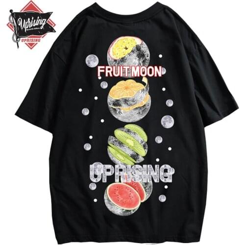 UPRISING FRUIT T shirt moon space stars nerd weird scifi surreal food fruit Fashion street hip hop personality Japanese