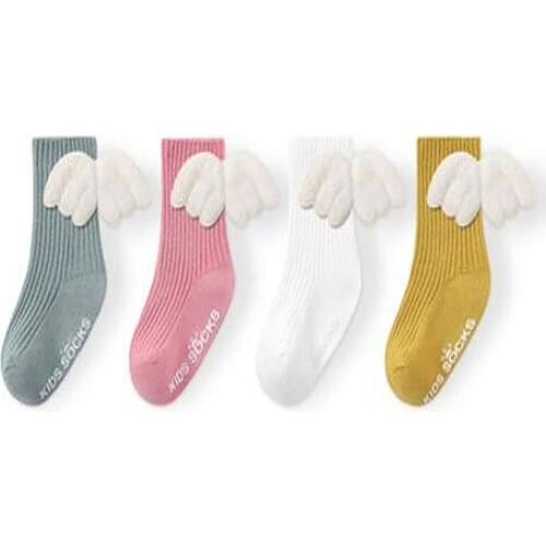 Newborn Baby Socks Wings Thin Type Cotton Boy Girl Crew Socks Children Loose Summer Cute Small Childrens Bunching Sock