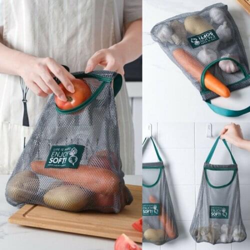 New Arrival Fruit Vegetable Garlic Hanging Shoping Bag Reusable Mesh Bag Kitchen Storage Bag