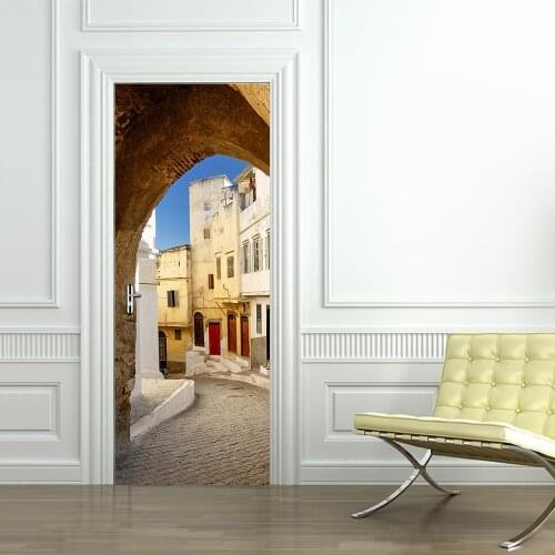 New 3D Door Stickers Narrow Street Landscape - Wall Stickers Wallpaper Bedroom Wall Decoration Murals Home Decoration