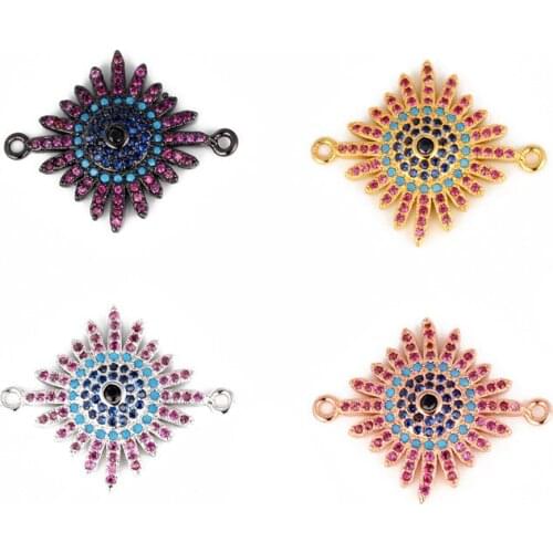 New Style Pattern Jewelry Accessory High Quality Metal Bezel Connectors Findings Cubic Zirconia Geometric Shape Charms LOTS