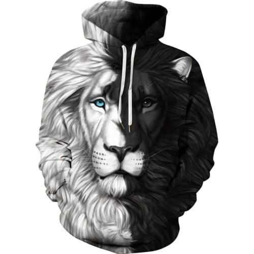 Autumn 3D Print Lion And Wolf Sweatshirt Casual Brand Clothes hoodie harajuku Streetwear hoodies animal Popular Hooded Pullover