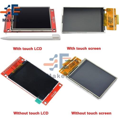 2.4 Inch LCD Display Panel Serial Port Module 3.3V 5V ILI9341 SPI Serial LED Display PCB Adapter Touch/without Touch for Arduino