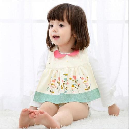Useful Bib Baby Girl Apron Bibs Breastplate Cotton Waterproof Floral Print Infant Clothes 0-36 Months Baby Cotton Skirt Bib