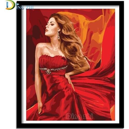 Full Square/Round Diamond Painting Embroidery Sexy Red Dress Woman Art Cross Stitch 5D Kits Mosaic Handwork Beaded Stickers