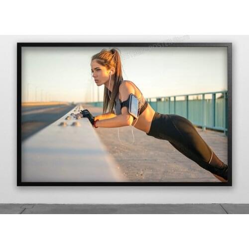 Hand Support Strength Training Fitness Bodybuilding Women Sexy Beautiful Strong Wall Posters Silk Art Painting For Home Bedroom