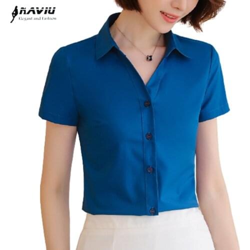 Professional Shirt Women Short Sleeve Summer V Neck Slim Temperament Business Formal Chiffon Blouses Office Ladies Work Tops