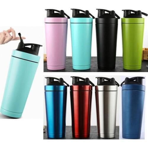 Quevinal 10pcs 720ml 24oz shaker Bottle Double Wall Stainless Steel Gym Shaker Kettle Sport Milkshake Water Bottle Whey Protein