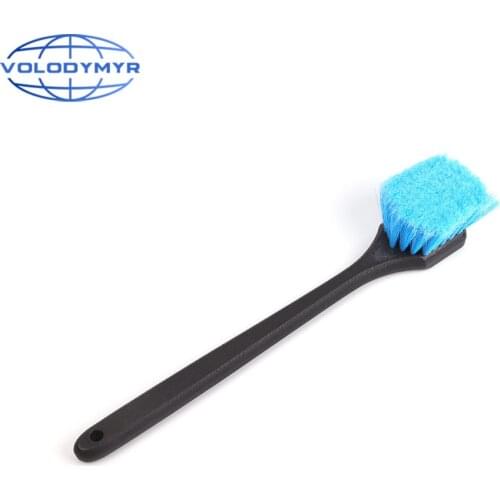 Car Rim Tire Wheel Brush Cleaner with Long Handle and Blue Soft Bristles Detailer for Detailing Auto Cleaning Clean Detail